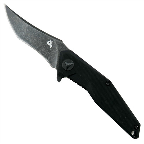 BlackFox Knives BF-729 Flipper Knife, Black/Stonewash Blade