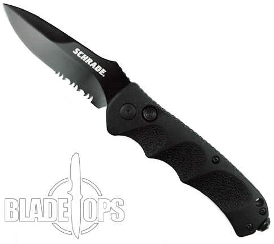 Schrade 60BS Extreme Survival Auto Knife, Black Drop Point Combo