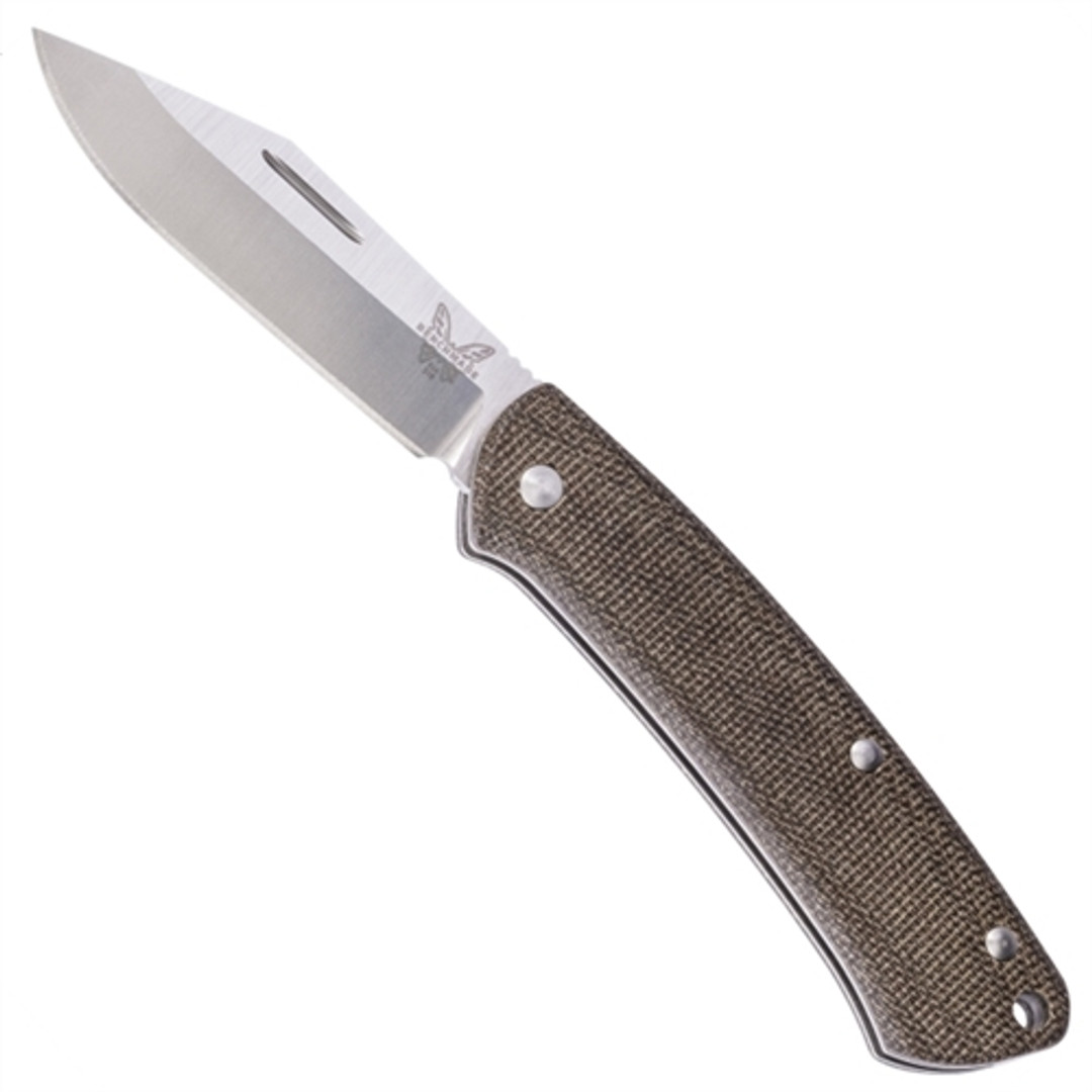Benchmade 318 Dark Brown Proper Clip Point Micarta Non-Locking Folder Knife, CPM-S30V Satin Blade