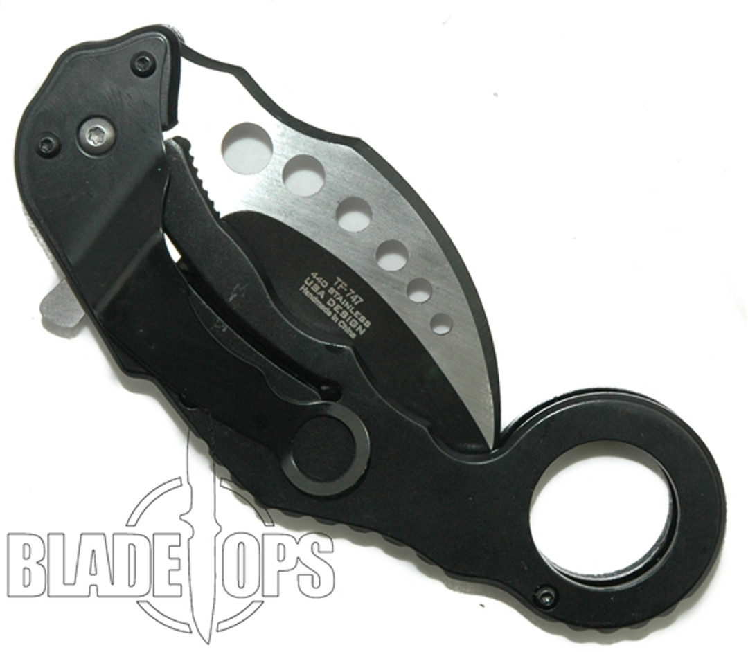 Tac Force Demon Claw Karambit Assist Knife, Gold Flames