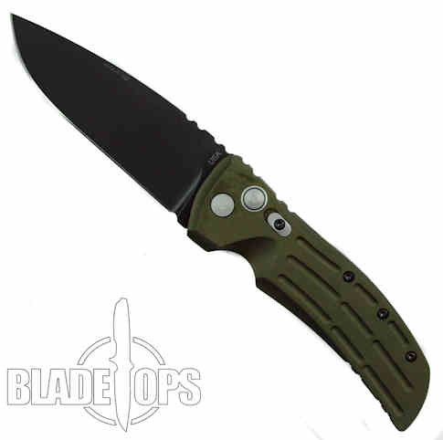 Hogue Knives EX01 Large Auto Knife, Drop Point, Green Aluminum Handle