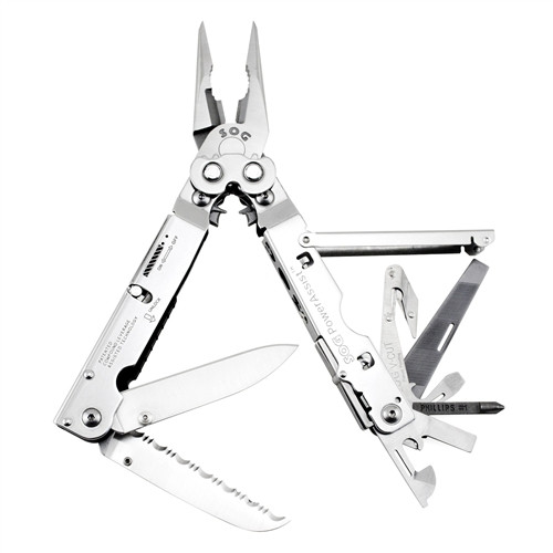 SOG Power Assist Multi Tool, Stainless Finish, Nylon Pouch, S66N