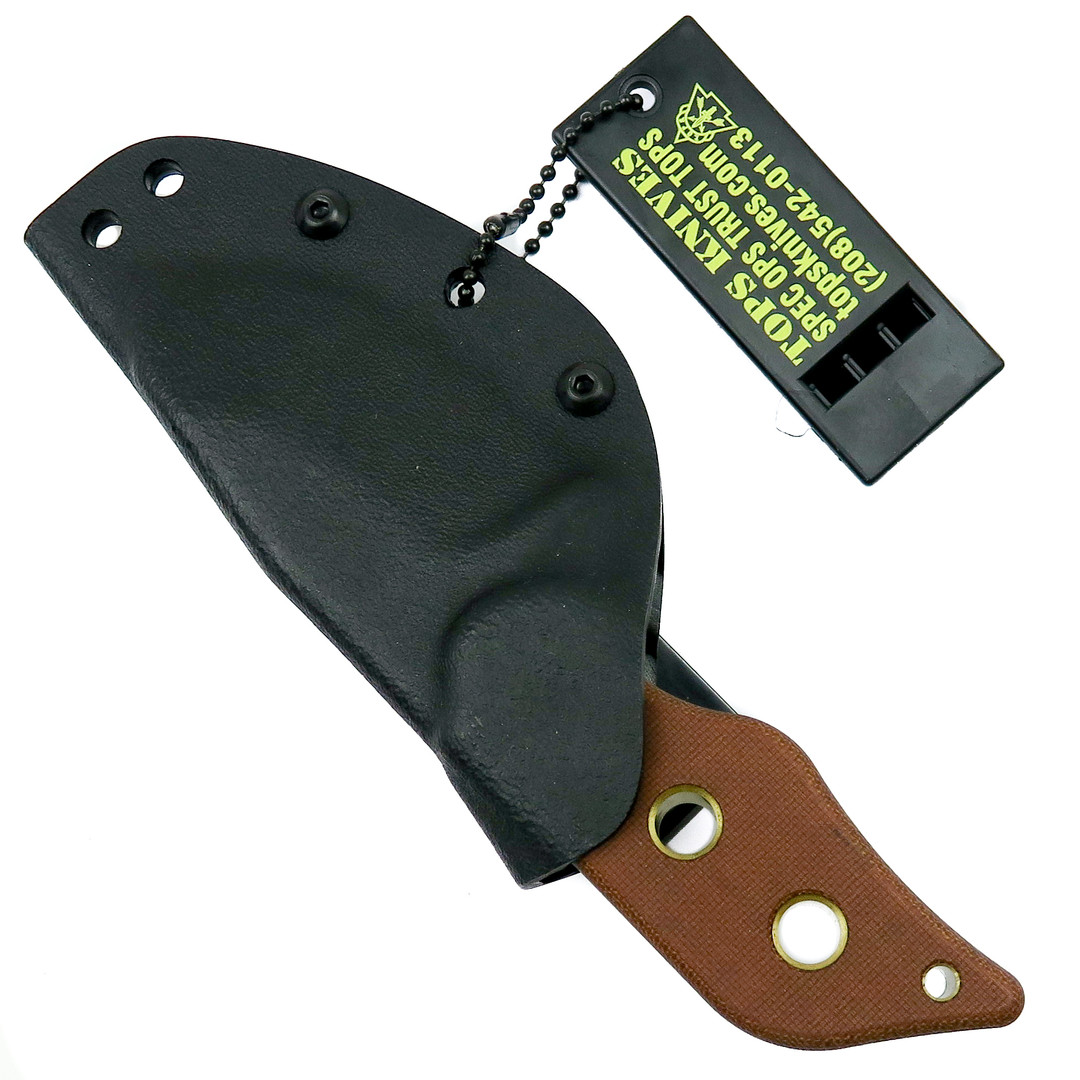 TOPS Knives Lil Roughneck Fixed Blade Knife, TPLRNK01, sheath front