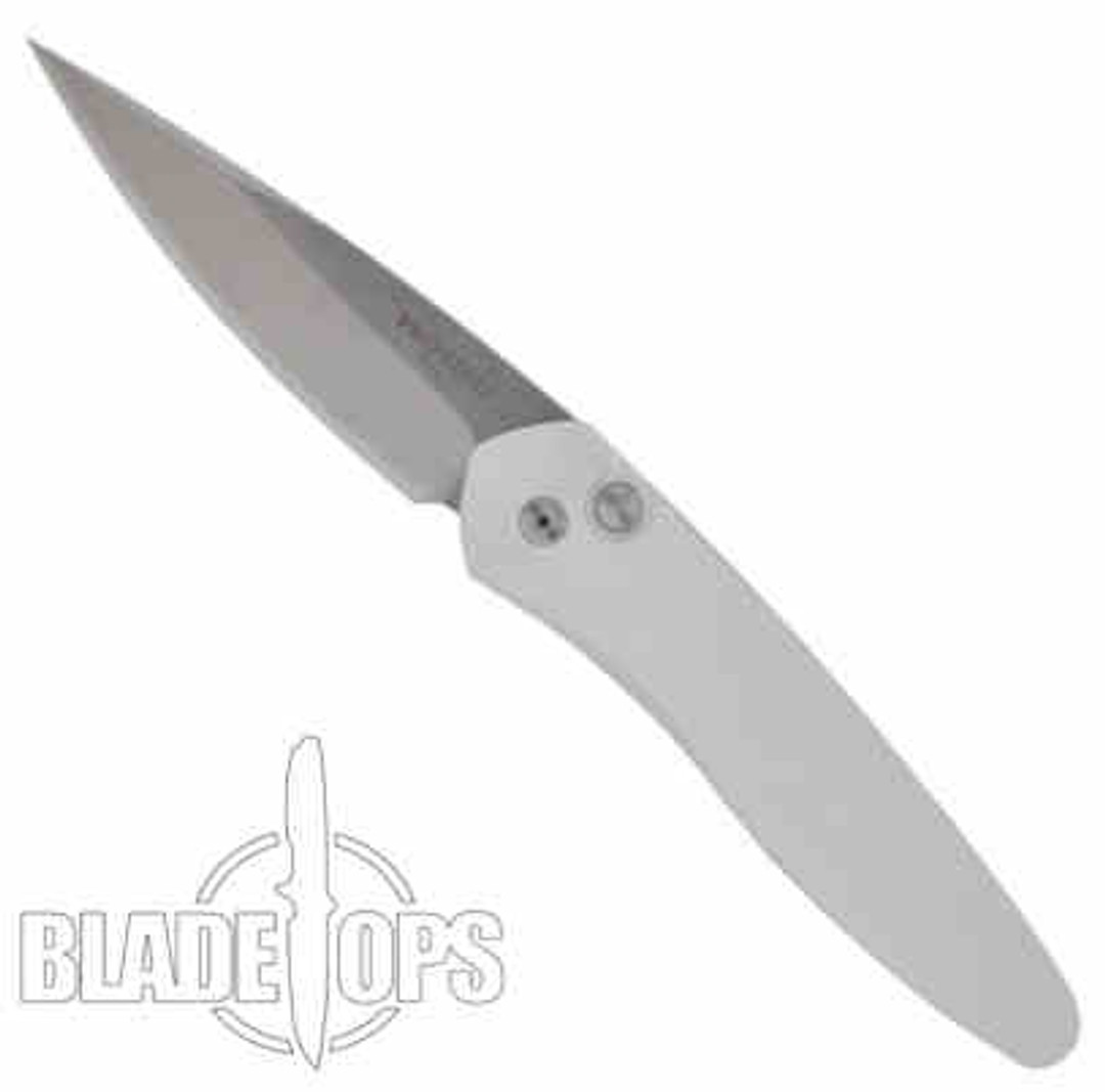 Pro-Tech 3401 Silver Newport Auto Knife, CPM-S35VN Stonewash Blade