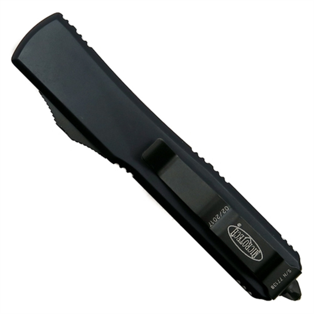 Microtech 123-2T Tactical Contoured Ultratech T/E OTF Auto Knife, Black Combo Blade REAR VIEW