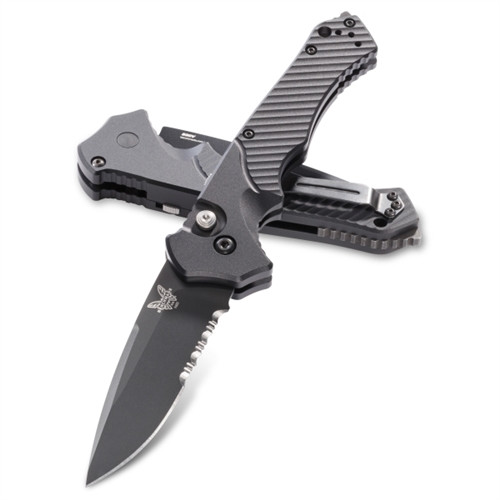 Benchmade 9600BK Rukus II Auto Knife, CPM-S30V Black Blade REAR VIEW