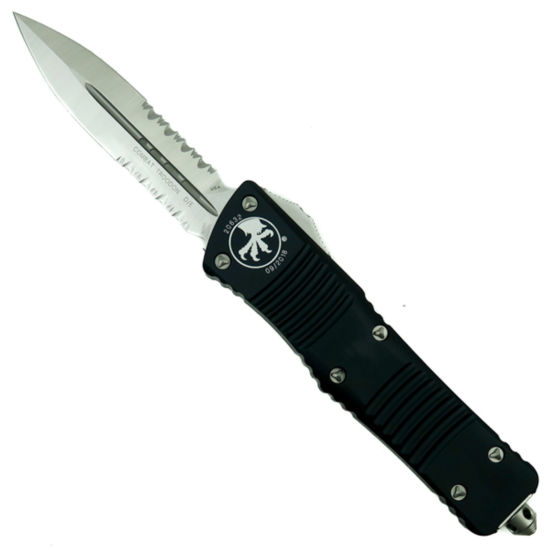 Microtech 142-5 Combat Troodon D/E OTF Auto Knife, Satin Combo Blade