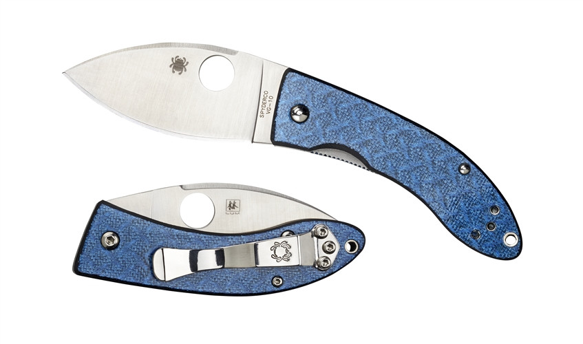 Spyderco Sprint Run C205GFBLP Lil' Lum Blue Nishijin Folder Knife, VG-10 Satin Blade
