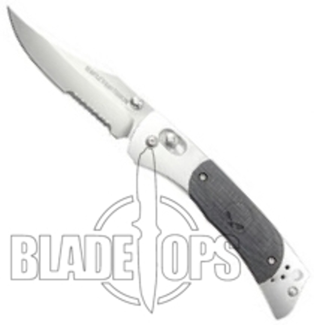 Benchmade Harley Davidson 13150S McHenry Mini Hardtail AXIS Knife, G10 Insert, Combo Satin Blade