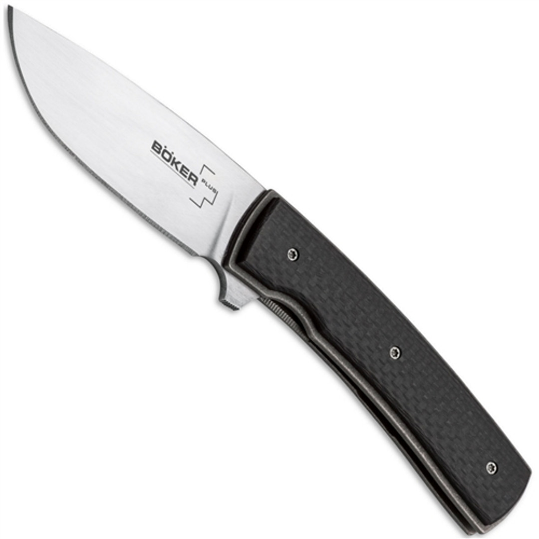 Boker Plus 01BO743 FR Carbon Fiber Flipper Knife, VG-10 Satin Blade