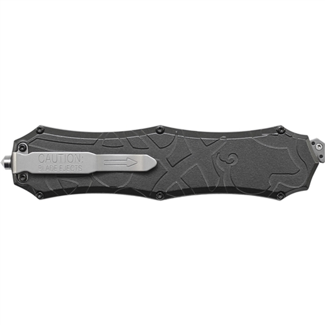 Smith & Wesson OTF9TB Dark Grey T/E OTF Spring Assist Knife, AUS-8 Black Blade, Clip View