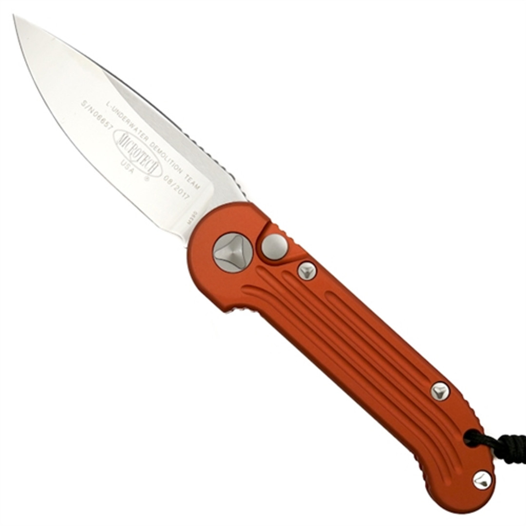 Microtech 135-4OR Orange LUDT Auto Knife, Satin Blade FRONT VIEW