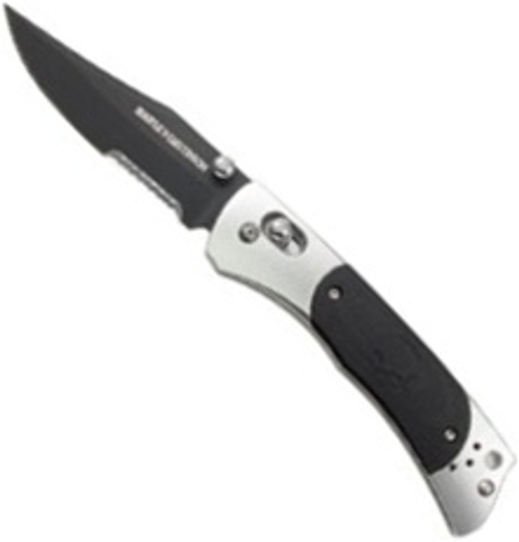 Benchmade Harley Davidson 13150SBK McHenry Mini Hardtail AXIS Knife, G10 Insert, Black Combo Edge Blade