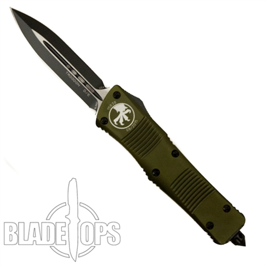 Microtech 138-1OD OD Green Troodon D/E OTF Auto Knife, Black Blade