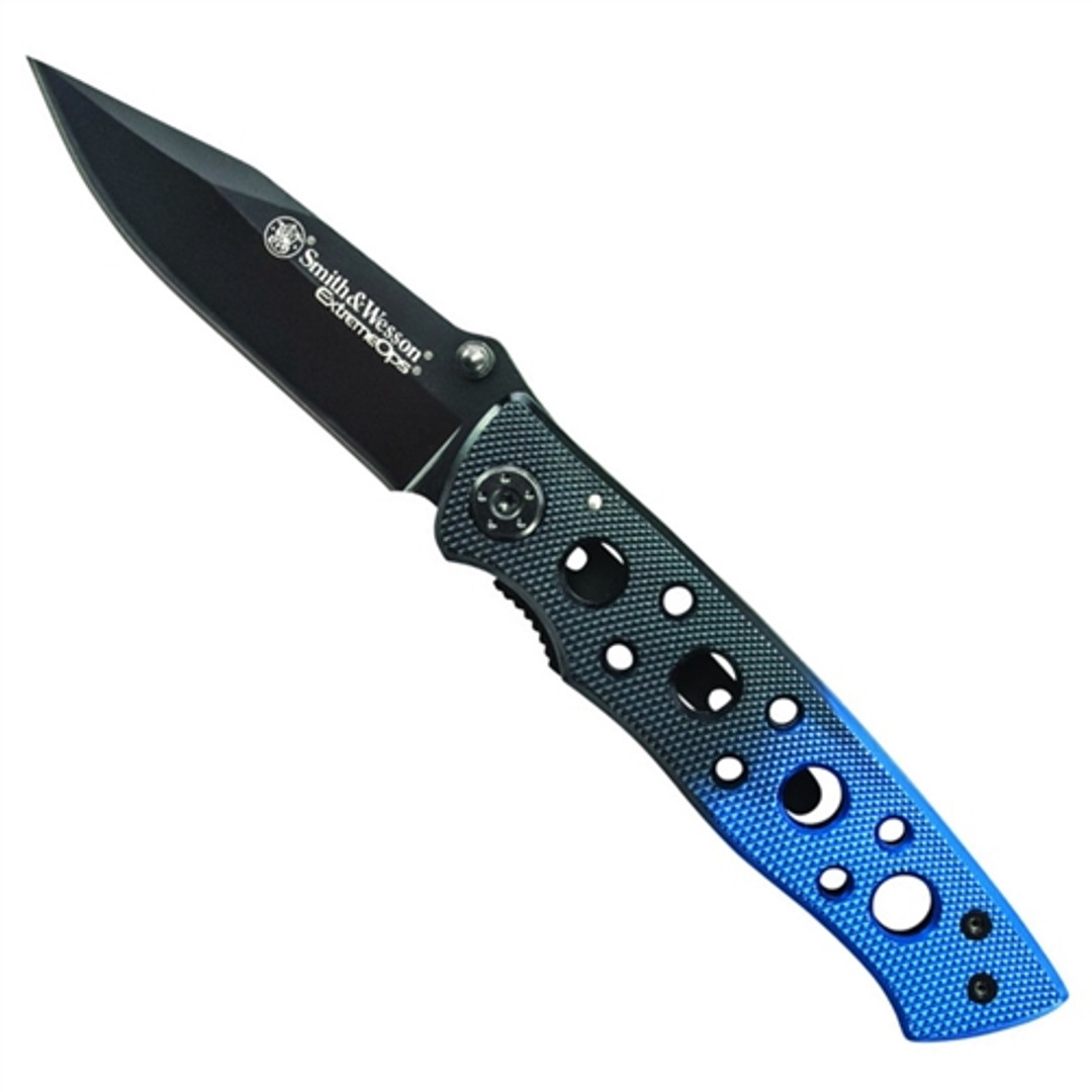 Smith & Wesson CK111 Extreme Ops Blue Folder, Plain Blade