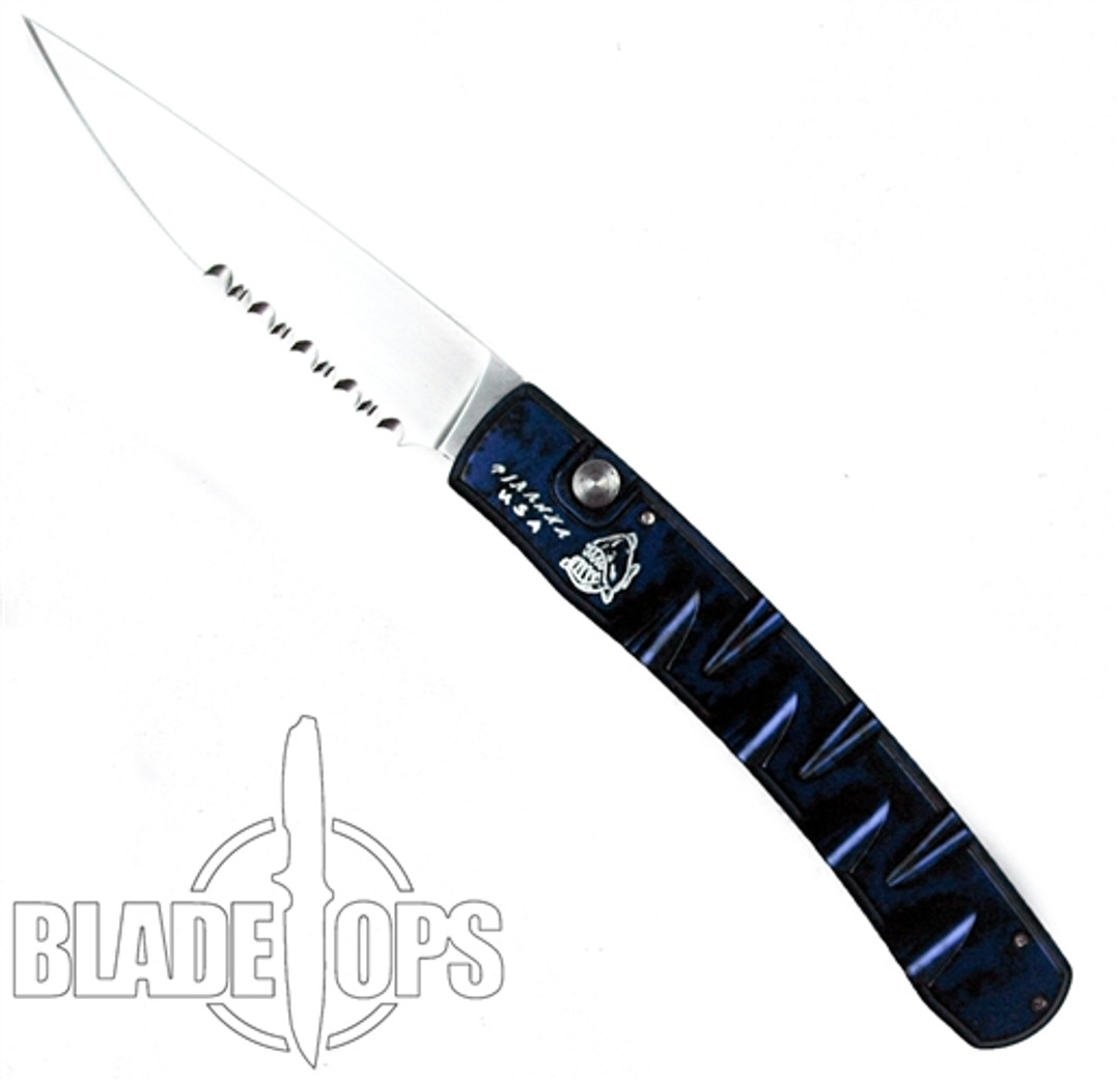 Piranha Blue Virus Auto Knife, CPM-S30V Mirror Combo Blade