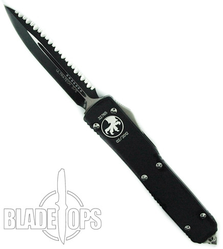 Microtech Ultratech OTF Knife, Black, Double Edge (Plain, FS), MT122-3
