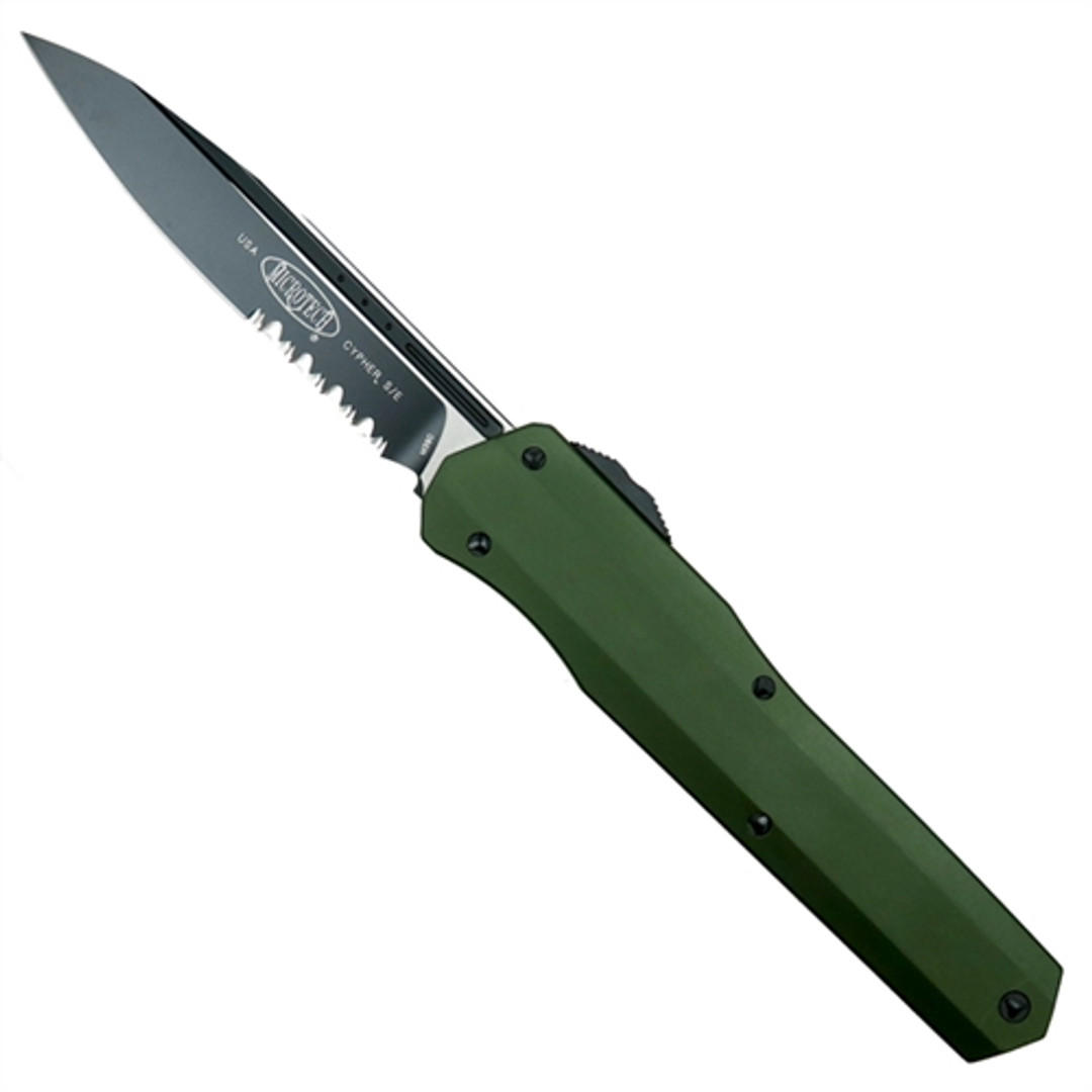 Microtech 241S-2OD OD Green Smooth Cypher S/E OTF Auto Knife, Black Combo Blade