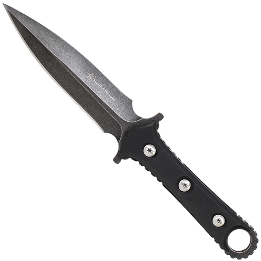 Smith & Wesson SWF606F S/E Fixed Blade Boot Knife, Black/Stonewash Blade