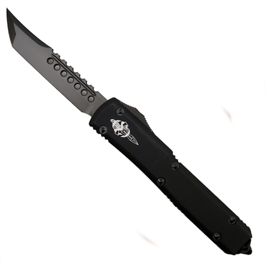Microtech 119-1DLC Ultratech Hellhound Tanto OTF Auto Knife, DLC Black Blade
