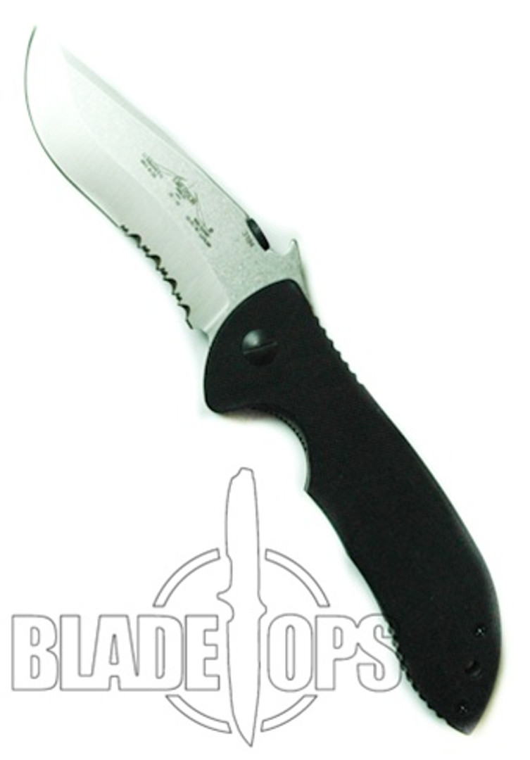 Emerson Knives Commander Knife, Manual Folder, Satin Finish Part Serrated Blade