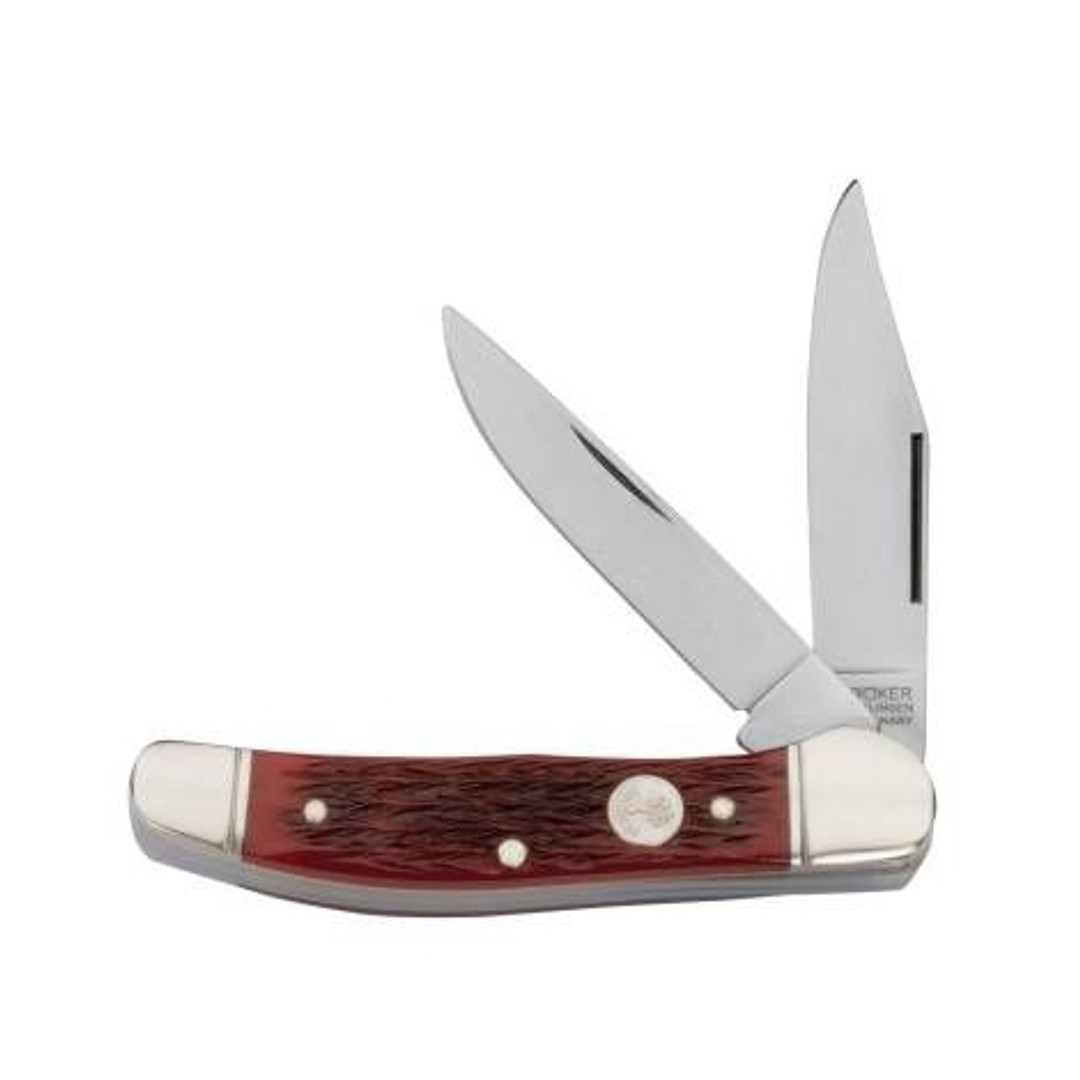 Boker Classic 112626JRB Red Copperhead Jigged Bone Non-Locking Folder Knife, Satin Blades