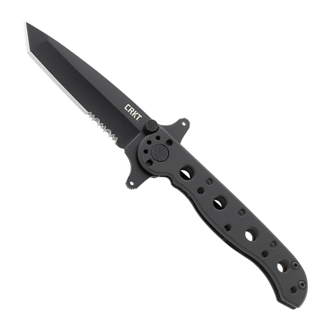 CRKT M16-10KS Carson Framelock Folder Knife, Tactical Black Tanto Combo Blade