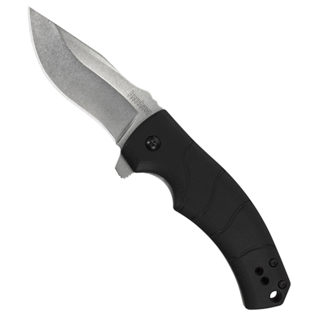 Kershaw Les George Valmara Flipper Assist Knife, Liner Lock, Stonewash Plain Blade