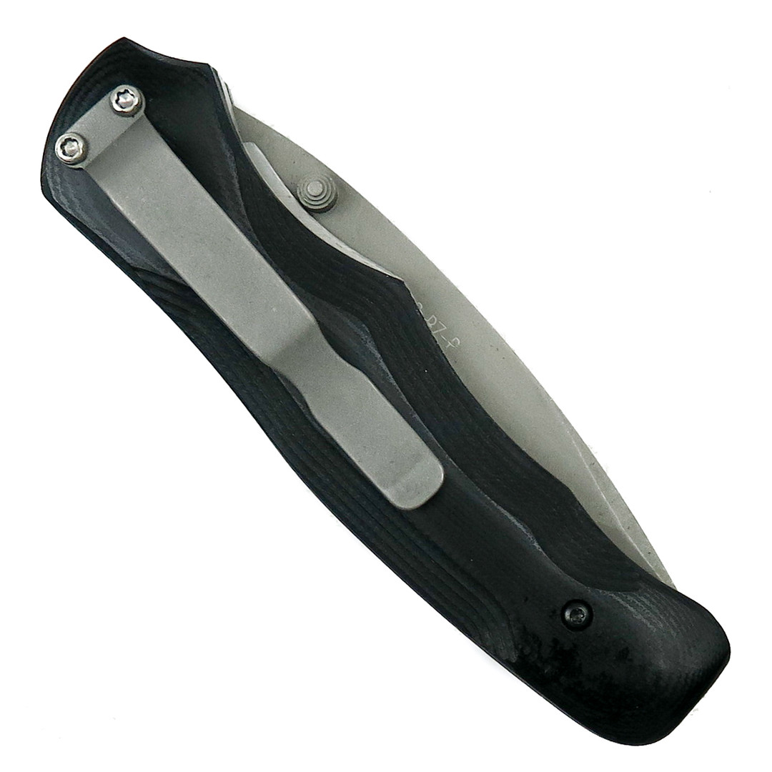 Bear OPS Manual Folder Knife, Bead Blast Drop Point Blade, Zytel Handle Clip View