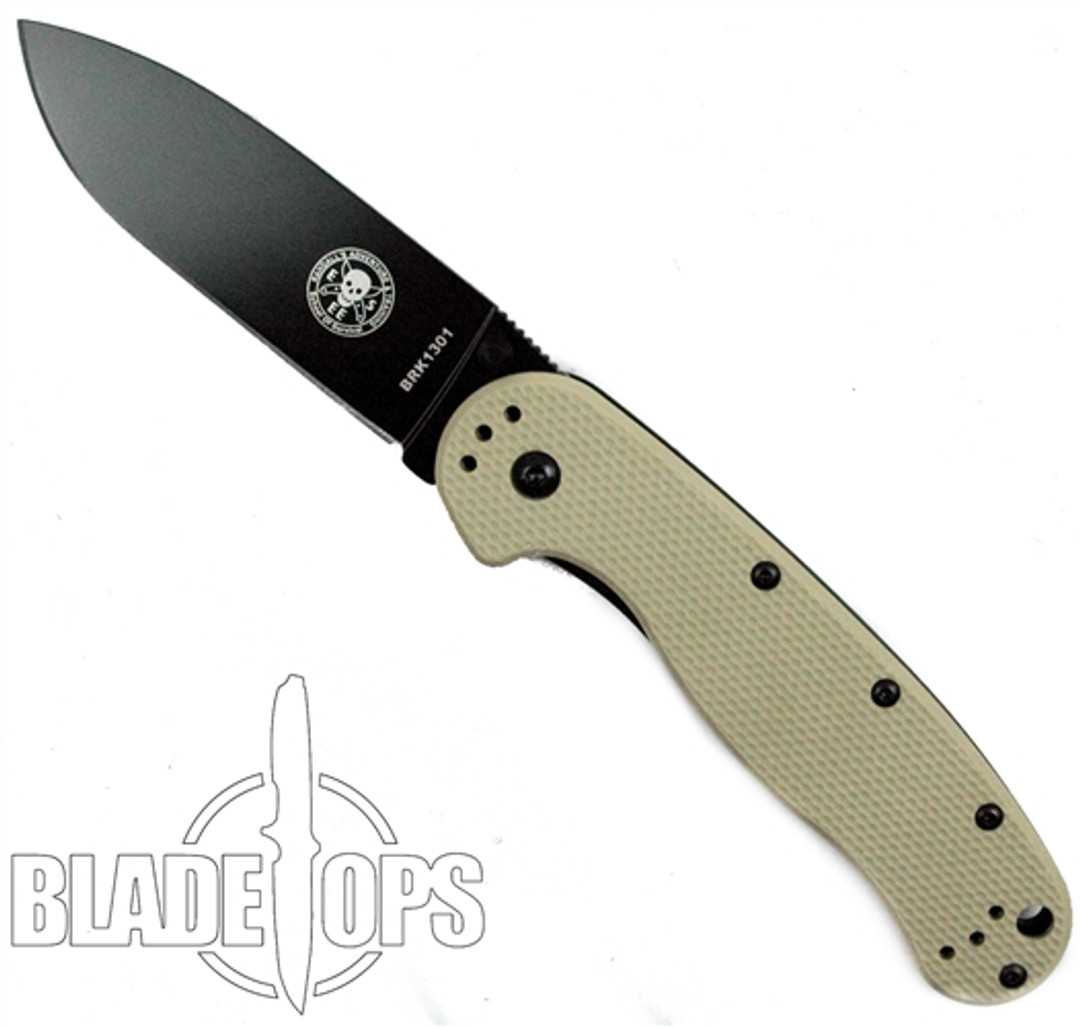 Avispa Folding Knife, Desert Tan FRN Handle, Black Blade