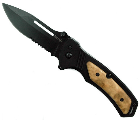 Fury Velocity Spring Assisted Knife, Black Combo Clip Blade