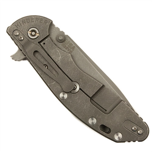 Hinderer Knives Black XM-24 4" Spanto Flipper Knife, CPM-S35VN Dark Stonewash Blade
