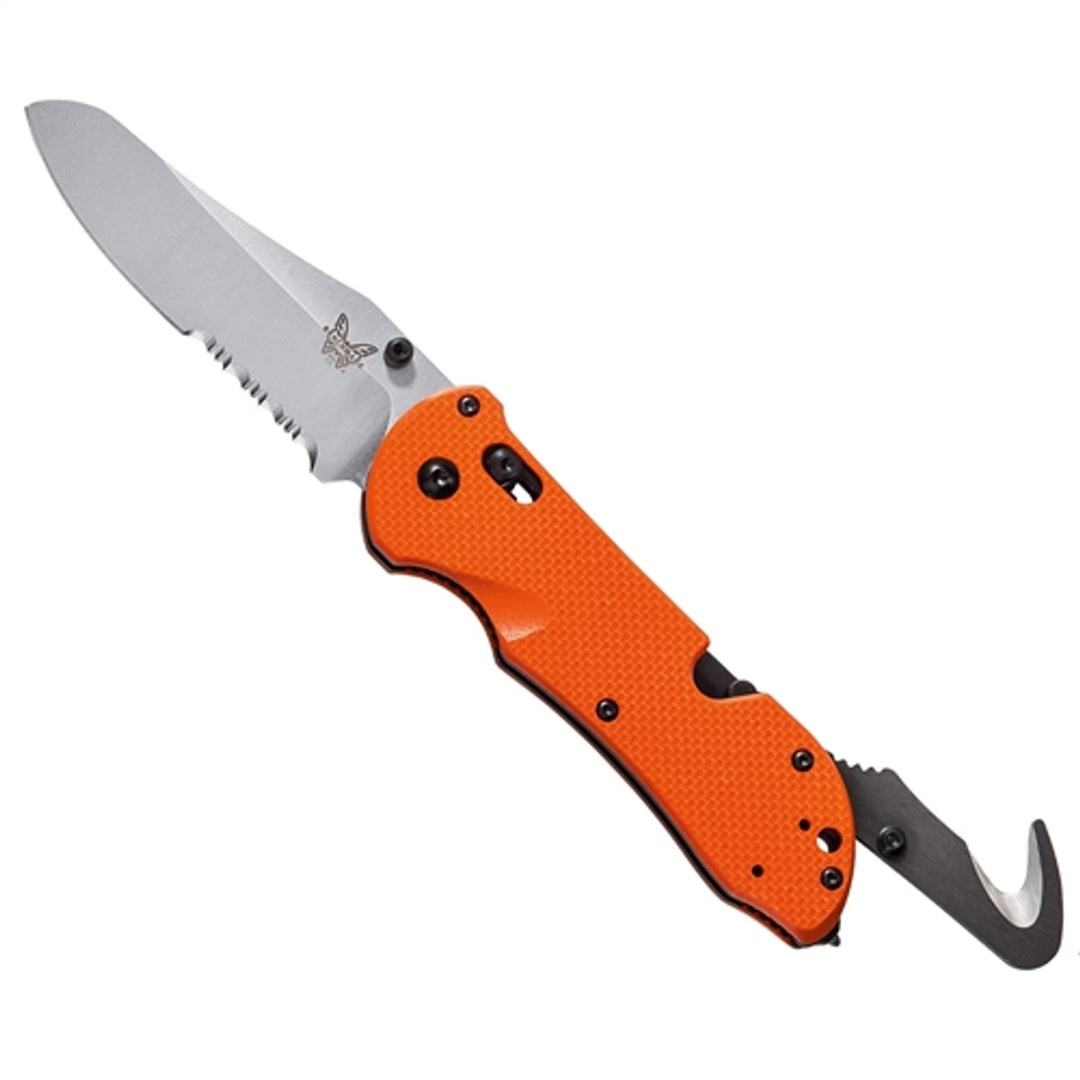 Benchmade 915S-ORG Orange Triage Folder Knife, N680 Satin Combo Blade