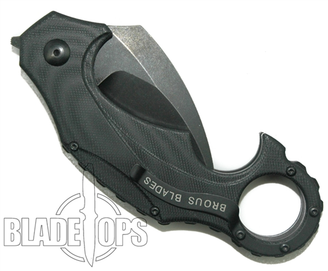 Brous Blades Enforcer Folding Karambit, Acid Stonewash Blade