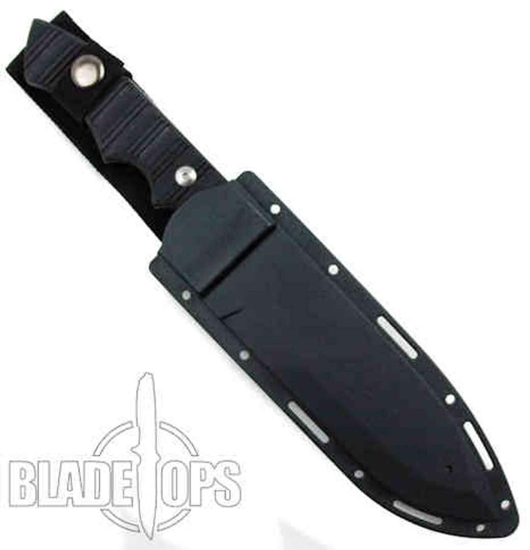 Brous Blades Coroner Fixed Blade Knife, Black D2 Blade, G10 Handle