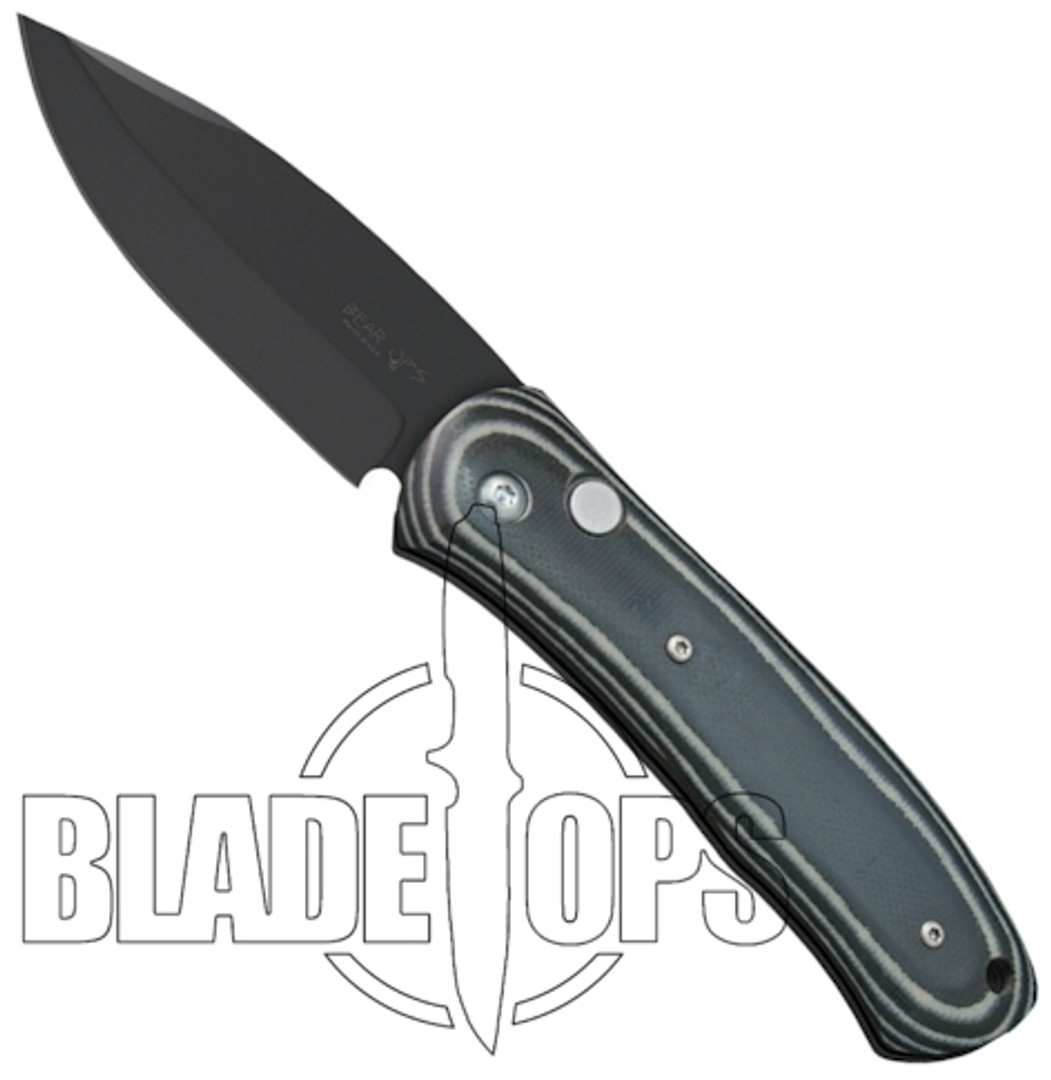 Bear OPS AC-100-B4-T Automatic Knife, Black Tactical Plain Blade