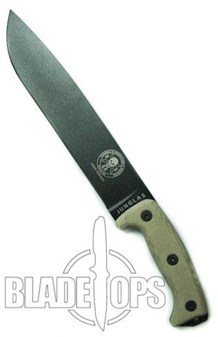 ESEE Knives Junglas® Survival Fixed Blade Knife with Kydex Sheath, Black Plain Blade