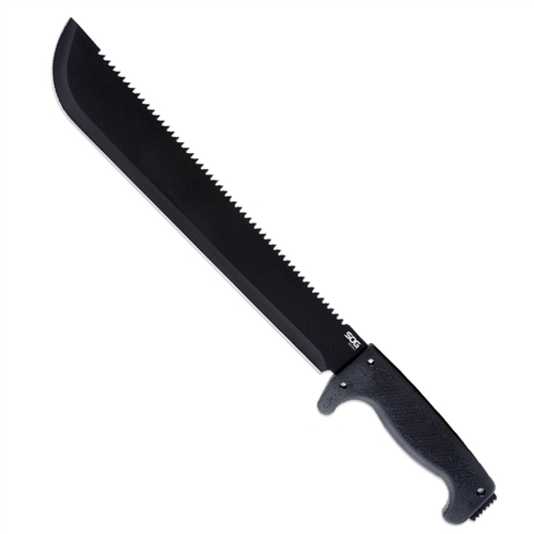 SOG SOGfari 13" Machete Fixed Blade Knife, Black Kraton Handle