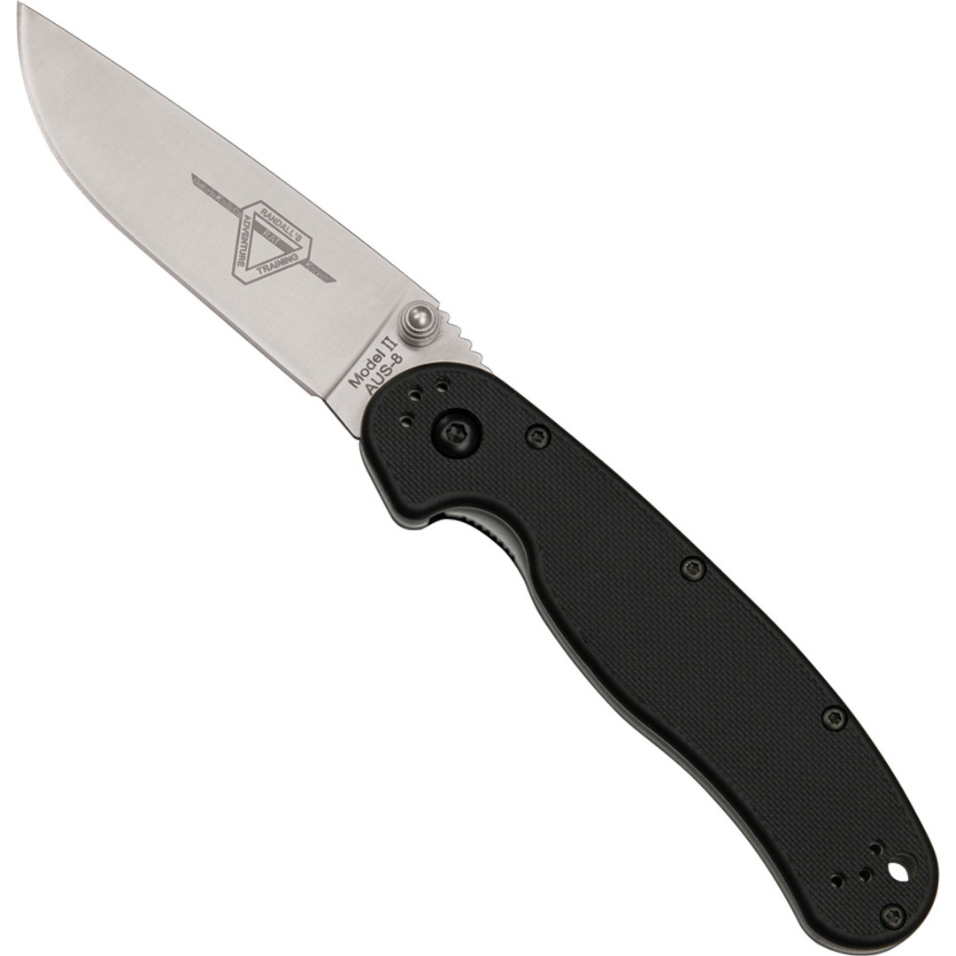 Ontario RAT Model 2 Folder Knife, Satin Plain Edge Blade | BladeOps