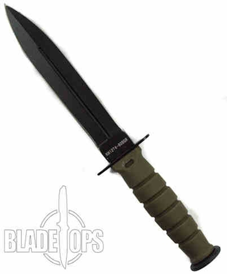Super Mini Combat Knife, Green Handle, Black Dagger Blade