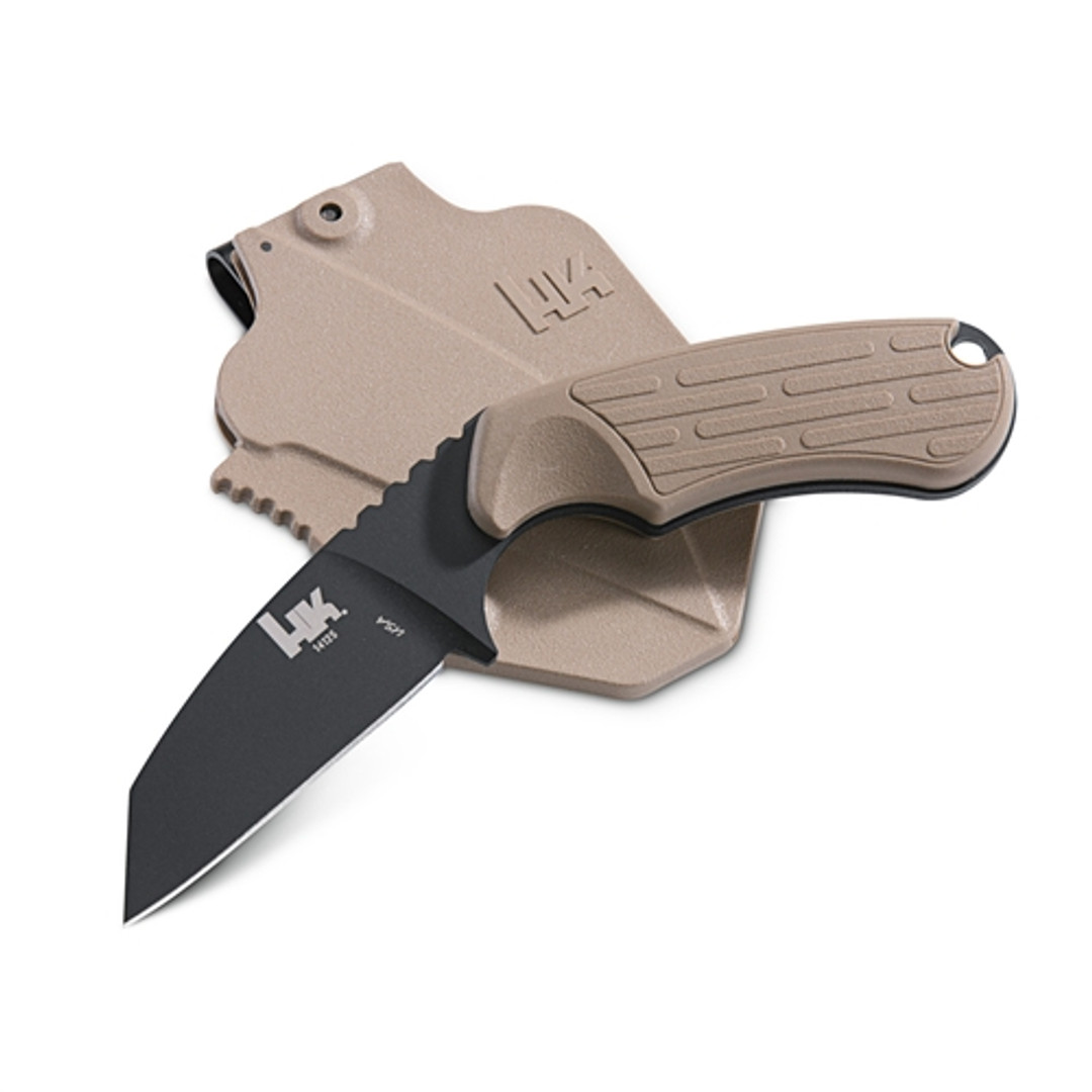 Benchmade H&K Plan D Fixed Blade Knife, Sand Handle Black Blade