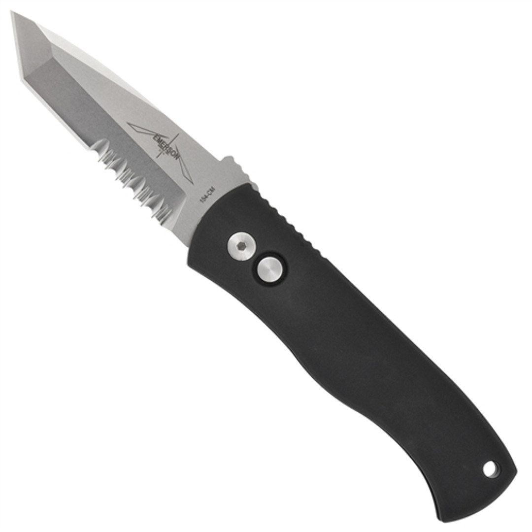 ProTech Emerson CQC7 Chisel Tanto Auto Knife, Combo Stonewash Blade