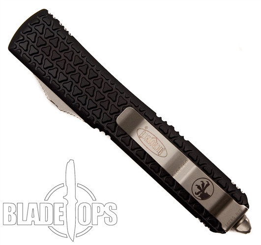 Microtech Tri-Grip Ultratech OTF, Plain/Full-Serrated Double Edge Satin Blade