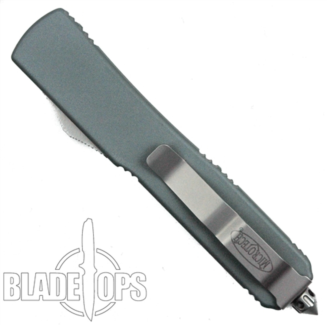 Microtech Grey Ultratech OTF Knife, Black Single Edge Blade