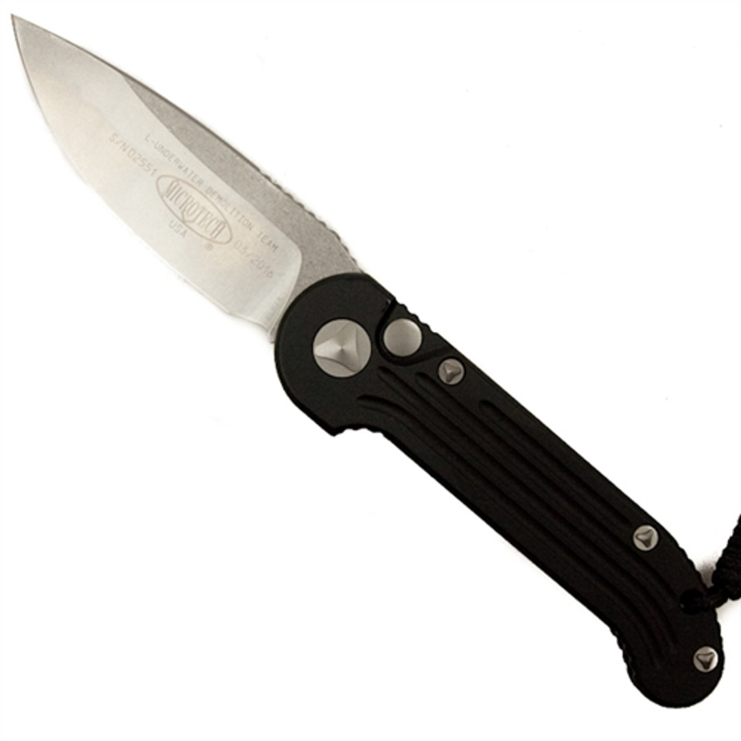 Microtech 135-10 LUDT Auto Knife, Stonewash Blade FRONT VIEW