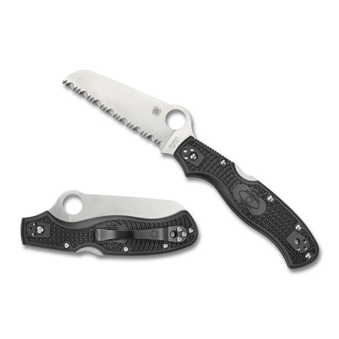 Spyderco C14SBK3 Rescue 3 Sheepsfoot Folder Knife, VG-10 Satin SpyderEdge Blade REAR VIEW