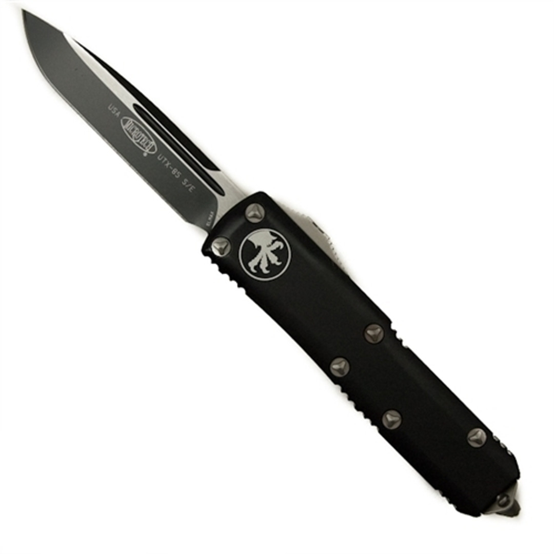 Microtech 231-1 Contoured UTX-85 S/E OTF Auto Knife, Black Blade FRONT VIEW