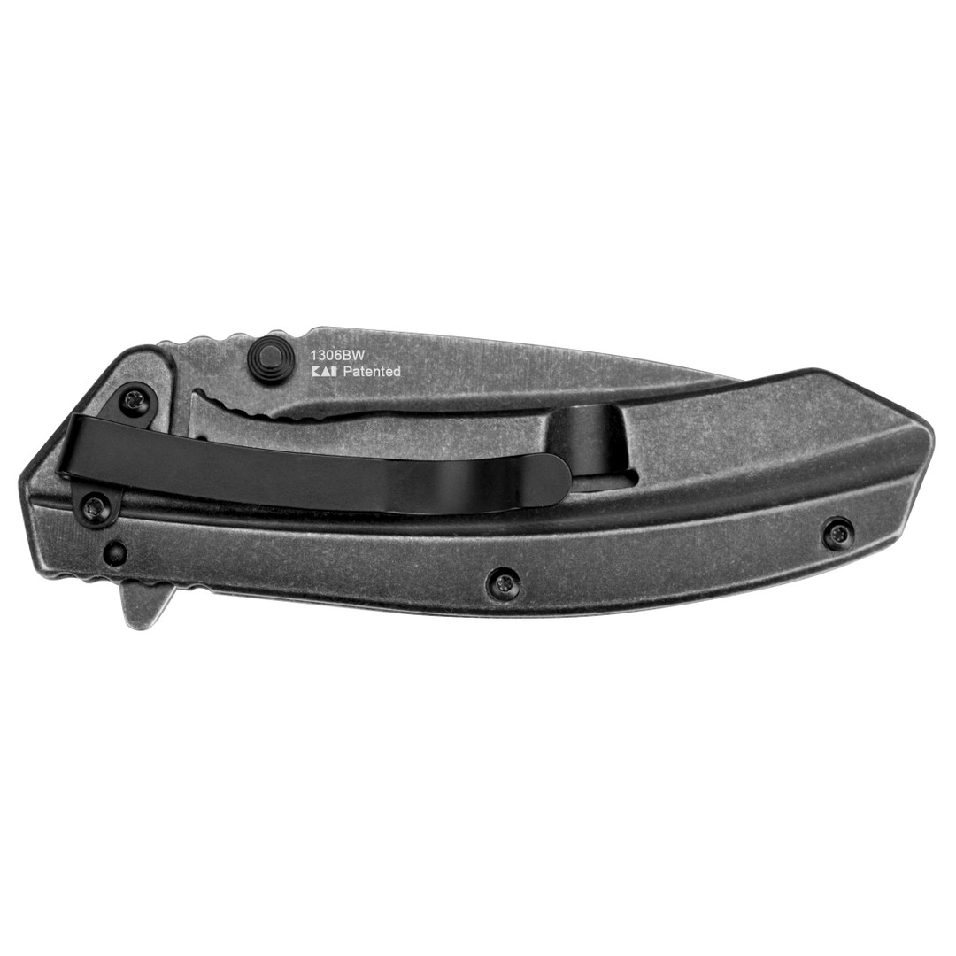 Kershaw Filter Assist Knife, Stonewash Drop Point Blade REAR VIEW