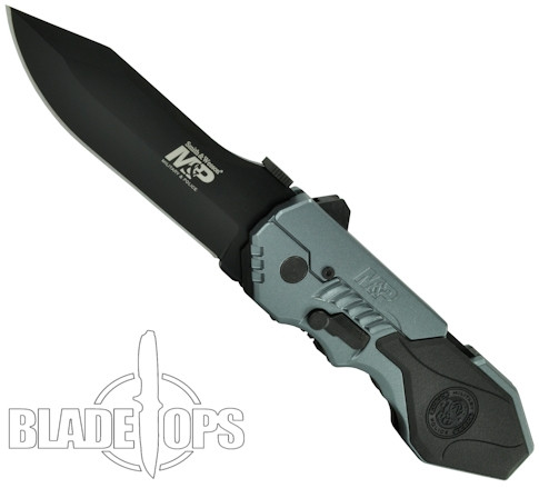 Smith & Wesson Military & Police MAGIC Assisted Knife, Plain Black Blade, Gun Metal Blue Handle, SWMP4LB