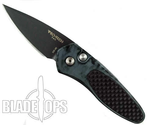 ProTech Sprint Auto Knife, Black Grey Jazz Handle, Carbon Fiber Inlay